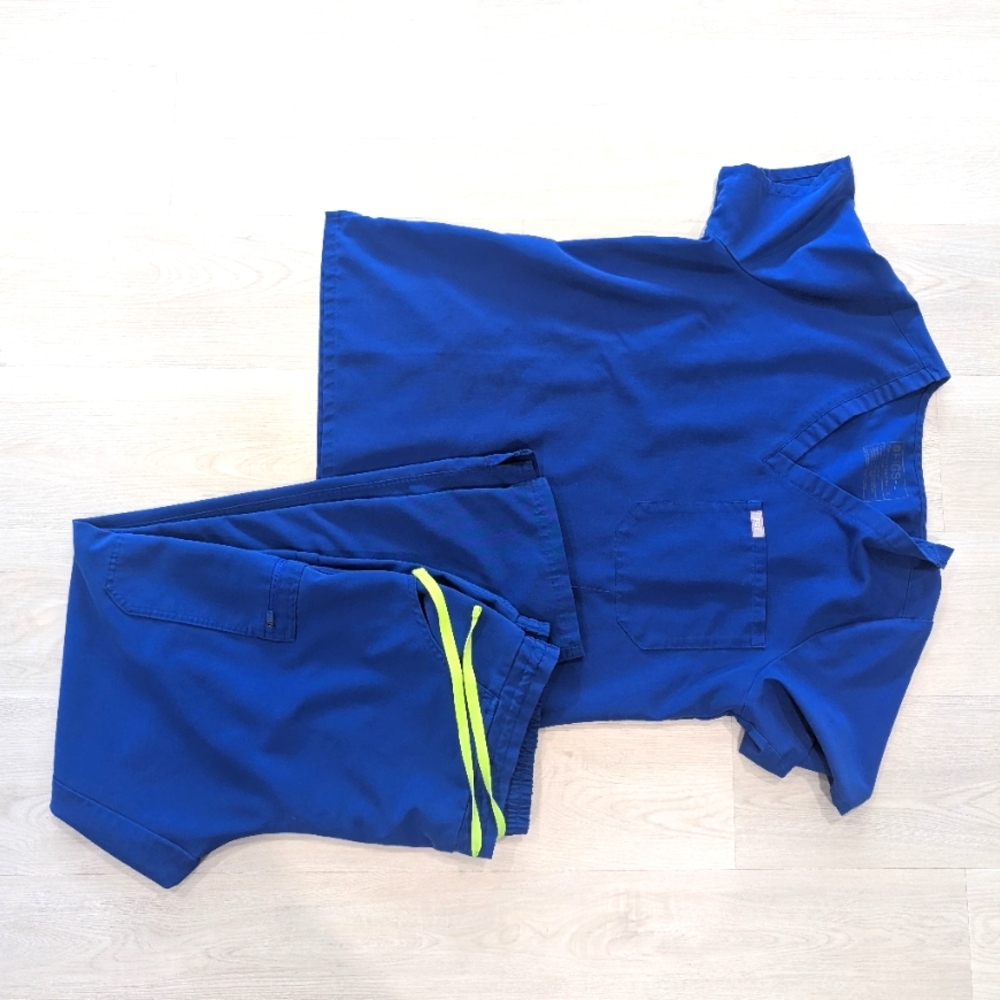 Figs scrub set - Electric Blue - Catarina top and Yola bottom - both XL